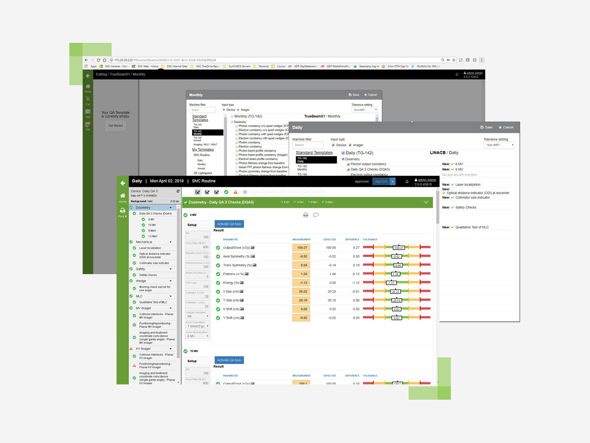 SunCHECK Machine – Aangepaste dagelijkse, maandelijkse en jaarlijkse QA-sjablonen