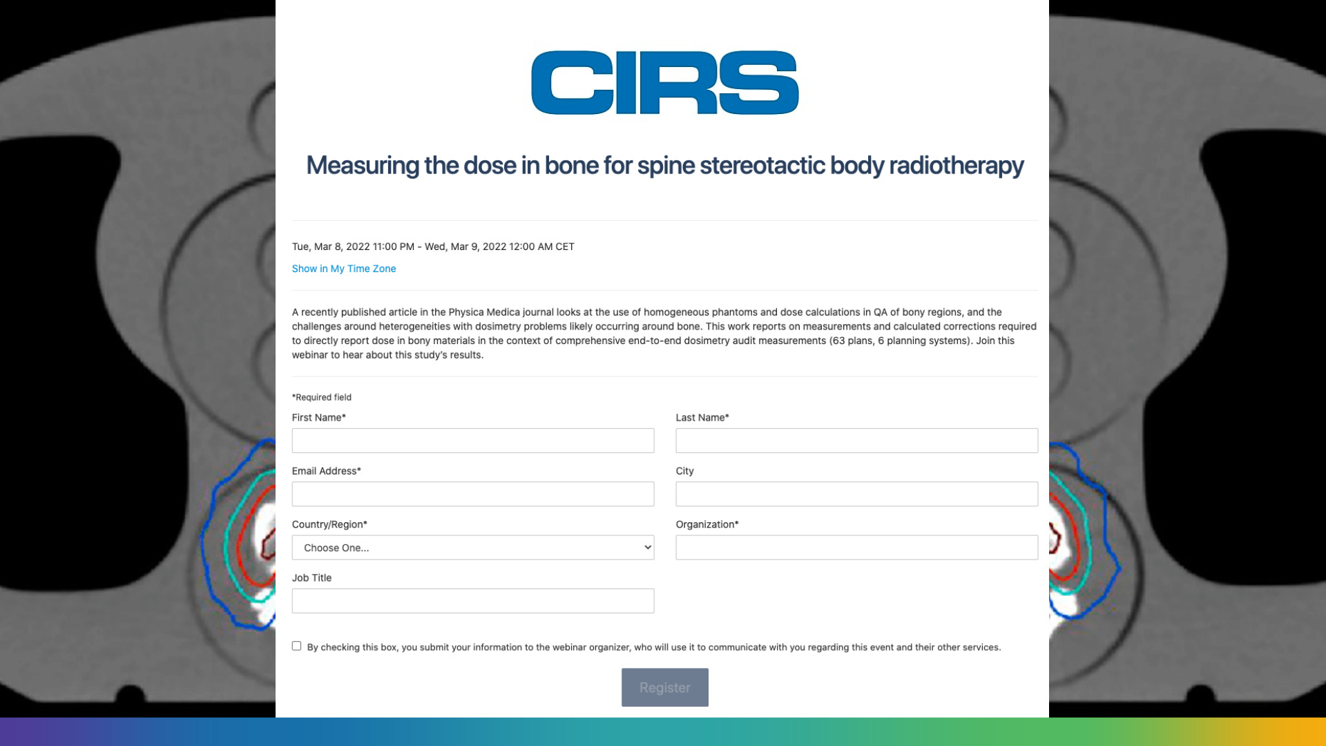 Webinar: Measuring dose in bone for spine SBRT