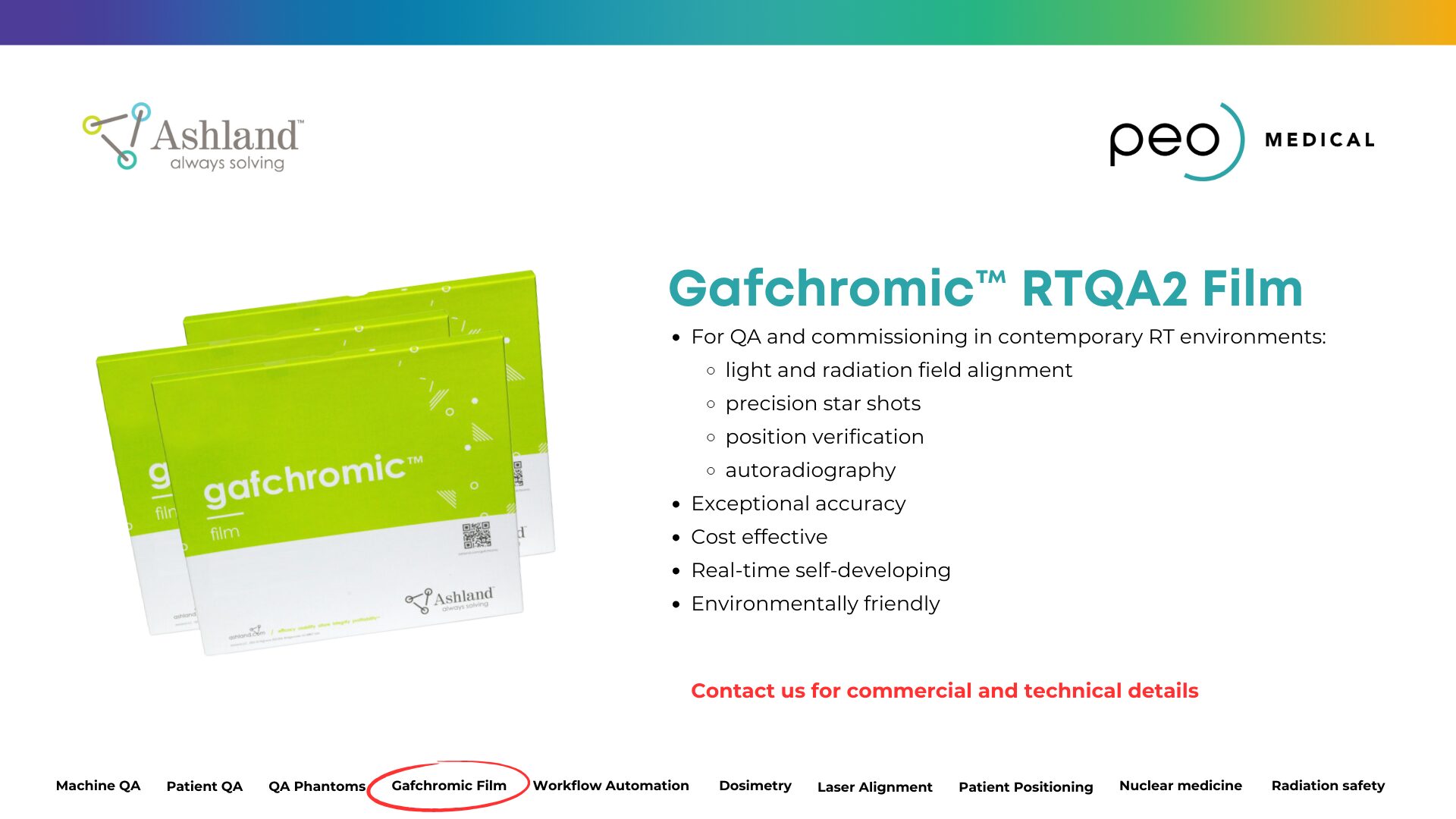 Gafchromic RTQA2, state-of-the-art processor-less film for QA and commissioning